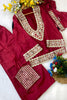 Stylish Maroon Soft Chinon Palazzo Suit Real Moti Work for Wedding