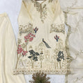 Stylish Cream Fendy Silk Palazzo Suit Sequence Embroidery Work for Wedding