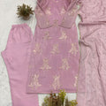 Beautiful Baby Pink Chinon Salwar Suit Sequence Embroidery Work for Wedding