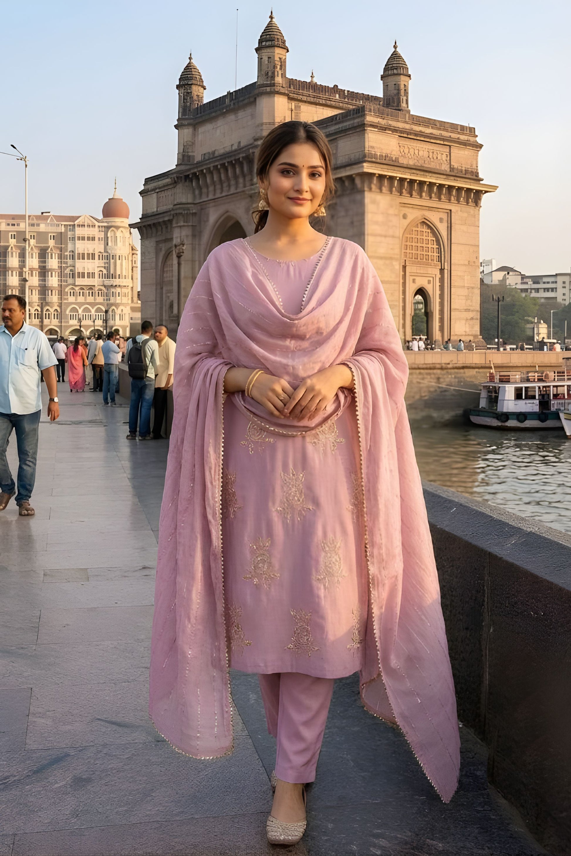 Beautiful Baby Pink Chinon Salwar Suit Sequence Embroidery Work for Wedding