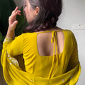 Stunning Mustard Yellow Georgette Anarkali Suit Embroidery Work