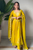 Stunning Mustard Yellow Georgette Anarkali Suit Embroidery Work