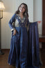 Elegant Navy Blue Vichitra Silk Anarkali Suit Beads Sequence Embroidery Work for Wedding