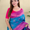 Elegant Sky Blue Silk Zari Weaving Work Saree for Wedding