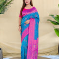 Elegant Sky Blue Silk Zari Weaving Work Saree for Wedding