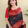 Royal Navy Blue Silk Zari Weaving Work Saree for Wedding