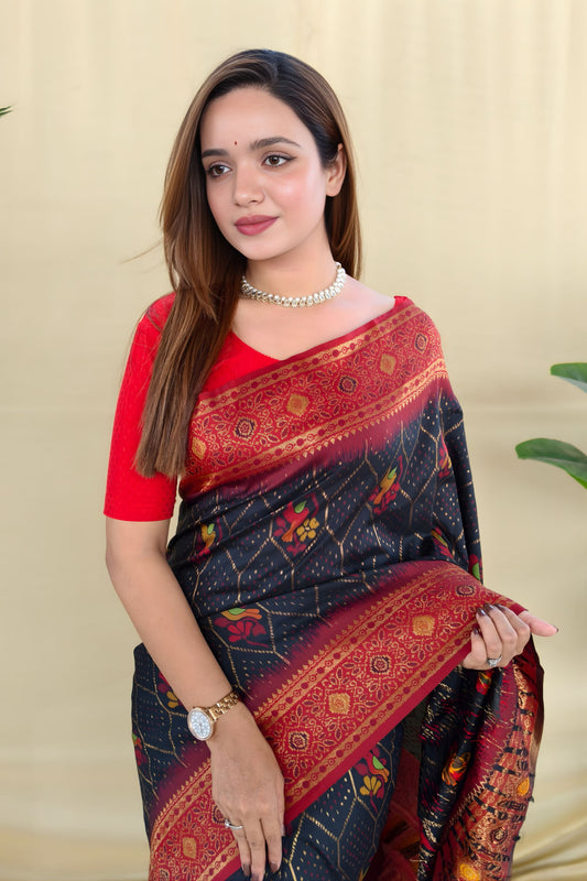 Royal Navy Blue Silk Zari Weaving Work Saree for Wedding