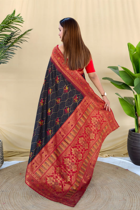 Royal Navy Blue Silk Zari Weaving Work Saree for Wedding