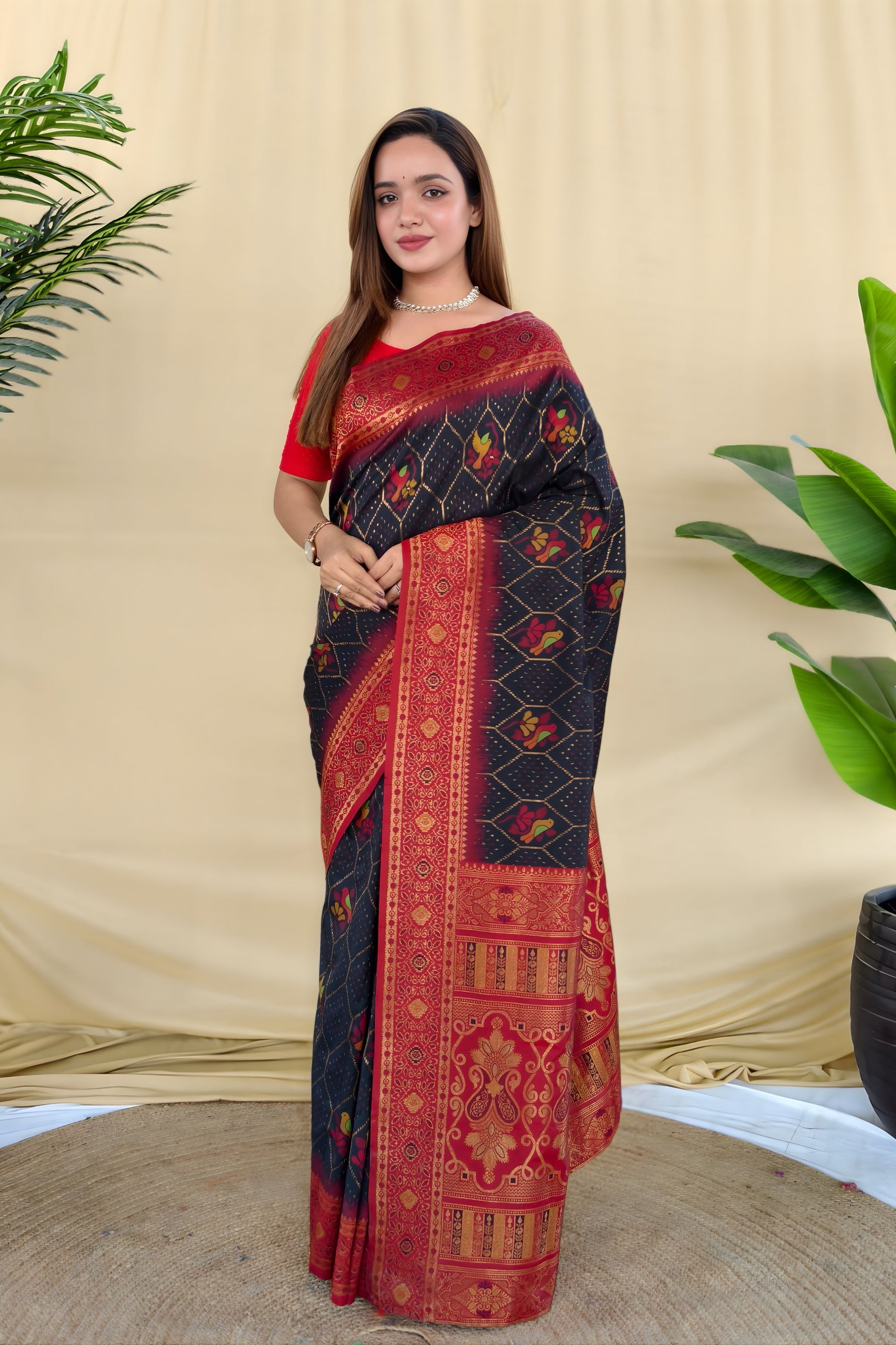 Royal Navy Blue Silk Zari Weaving Work Saree for Wedding
