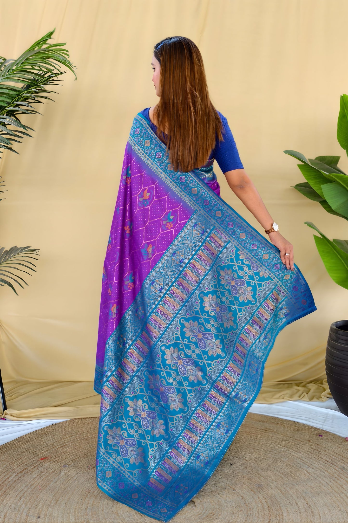 Stylish Purple Silk Zari Weaving Work Saree for Wedding