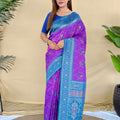 Stylish Purple Silk Zari Weaving Work Saree for Wedding