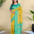 Stylish Yellow Silk Zari Weaving Work Saree for Wedding