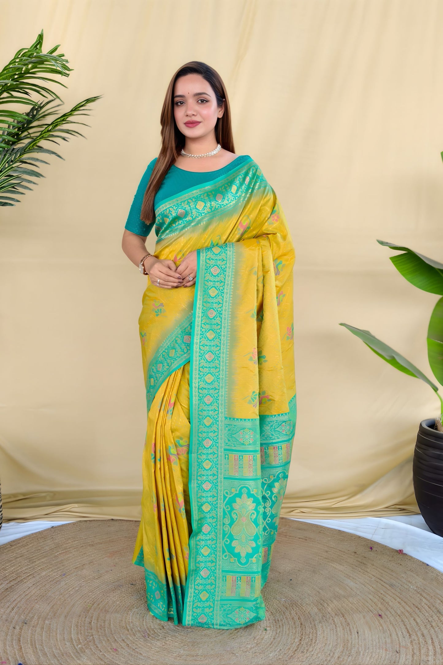 Stylish Yellow Silk Zari Weaving Work Saree for Wedding
