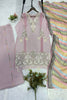 Elegant Pink Star Georgette Designer Straight Salwar Suit with Embroidery Work and Multicolor Dupatta