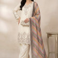 Charming Cream Star Georgette Designer Straight Salwar Suit with Embroidery Work and Multicolor Dupatta
