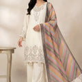 Charming Cream Star Georgette Designer Straight Salwar Suit with Embroidery Work and Multicolor Dupatta