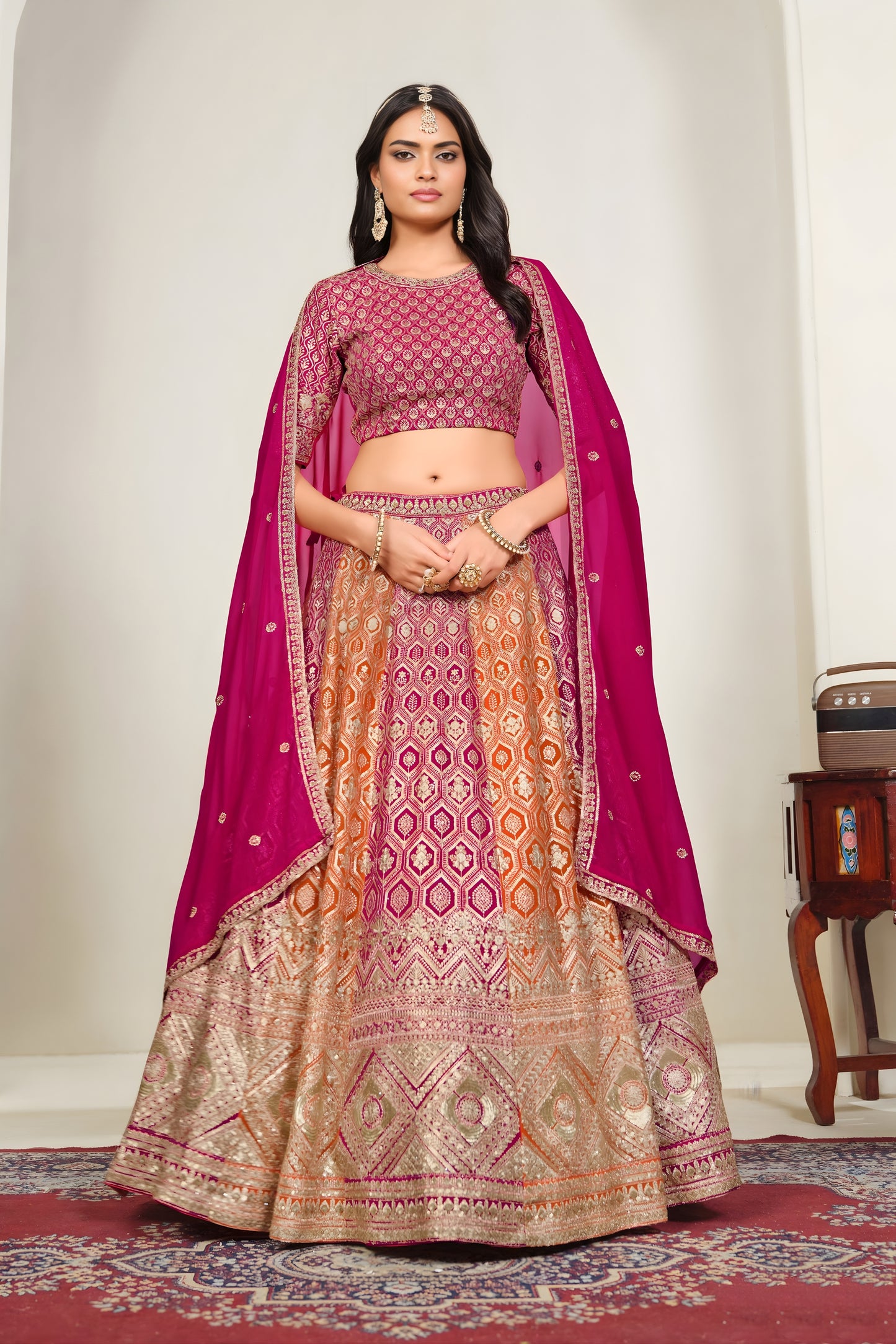 Royal Multicolor Designer Lehenga Choli with Embroidery Work and Matching Dupatta for Wedding