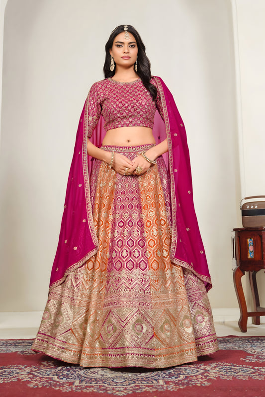 Royal Multicolor Designer Lehenga Choli with Embroidery Work and Matching Dupatta for Wedding
