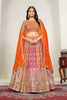 Stylish Multicolor Designer Lehenga Choli with Embroidery Work and Orange Dupatta for Wedding