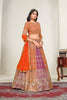 Stylish Multicolor Designer Lehenga Choli with Embroidery Work and Orange Dupatta for Wedding
