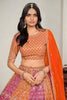 Stylish Multicolor Designer Lehenga Choli with Embroidery Work and Orange Dupatta for Wedding