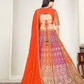 Stylish Multicolor Designer Lehenga Choli with Embroidery Work and Orange Dupatta for Wedding
