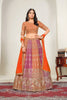 Stylish Multicolor Designer Lehenga Choli with Embroidery Work and Orange Dupatta for Wedding