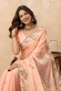 Beautiful Peach Soft Fendy Chiffon Embroidery Cutwork Border Saree for Wedding