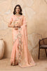 Beautiful Peach Soft Fendy Chiffon Embroidery Cutwork Border Saree for Wedding