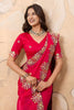 Beautifull Rani Pink Soft Fendy Chiffon Saree Embroidery Cutwork Border for Wedding