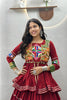 Traditional Maroon Cotton Navratri Chaniya Choli with Kutchi Mirror Work Jacket for Women