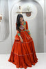 Stylish Rust Orange Cotton Navratri Chaniya Choli with Kutchi Mirror Work Jacket for Women