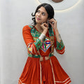 Stylish Rust Orange Cotton Navratri Chaniya Choli with Kutchi Mirror Work Jacket for Women