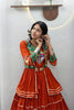 Stylish Rust Orange Cotton Navratri Chaniya Choli with Kutchi Mirror Work Jacket for Women