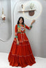 Stylish Rust Orange Cotton Navratri Chaniya Choli with Kutchi Mirror Work Jacket for Women