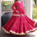 Elegant Rani Pink Cotton Designer Lehenga Choli with Layered Flared Skirt for Navratri