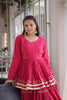 Elegant Rani Pink Cotton Designer Lehenga Choli with Layered Flared Skirt for Navratri