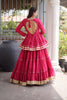 Elegant Rani Pink Cotton Designer Lehenga Choli with Layered Flared Skirt for Navratri