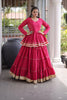 Elegant Rani Pink Cotton Designer Lehenga Choli with Layered Flared Skirt for Navratri