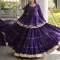 Stylish Purple Cotton Designer Lehenga Choli with Layered Flared Skirt for Navratri