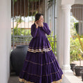 Stylish Purple Cotton Designer Lehenga Choli with Layered Flared Skirt for Navratri