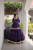 Stylish Purple Cotton Designer Lehenga Choli with Layered Flared Skirt for Navratri