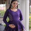 Stylish Purple Cotton Designer Lehenga Choli with Layered Flared Skirt for Navratri