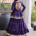 Stylish Purple Cotton Designer Lehenga Choli with Layered Flared Skirt for Navratri