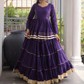 Stylish Purple Cotton Designer Lehenga Choli with Layered Flared Skirt for Navratri