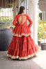 Impressive Rust Orange Cotton Designer Lehenga Choli with Layered Flared Skirt for Navratri