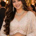 Elegant Off White Designer Net Lehenga Choli with Embroidery Work and Matching Dupatta