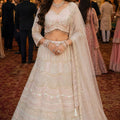 Elegant Off White Designer Net Lehenga Choli with Embroidery Work and Matching Dupatta