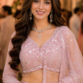 Stunning Pink Designer Net Lehenga Choli with Heavy Embroidery Work and Matching Dupatta