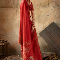 Elegant Red Georgette Satin Silk Digital Print Designer Saree for Wedding